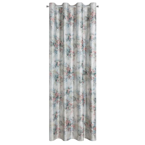 Gardin 140x250 Marisa grön rosa sammet med ett blommönster redo med öljetter Eurofirany