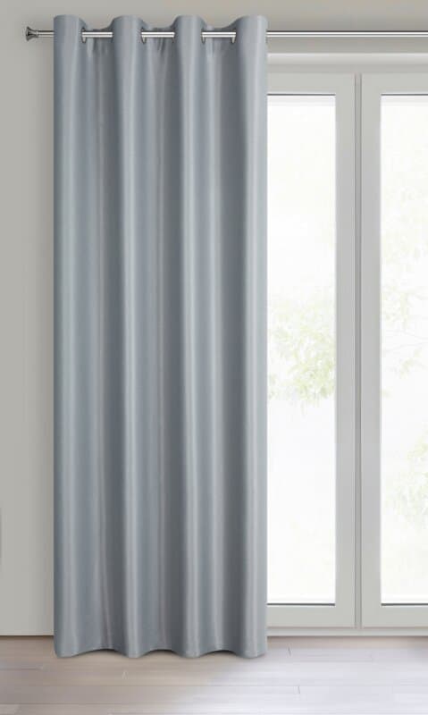 Gardin 140x250 Selina grå mörkläggning med glänsande tråd, redo på Eurofirana-öglor
