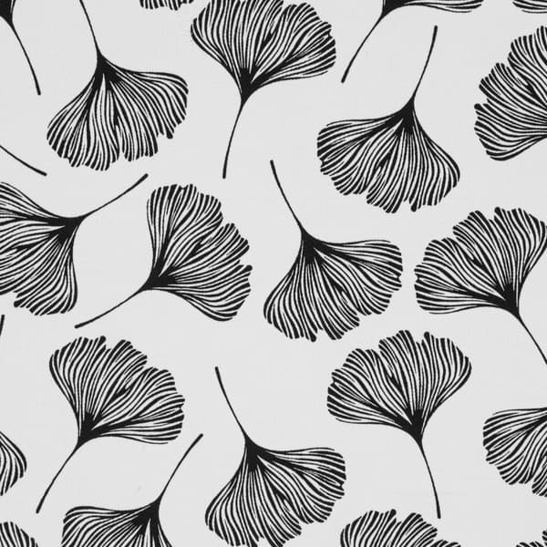 Gardin 140x250 Kemi vita svarta ginkgoblad redo på Eurogardinöglor