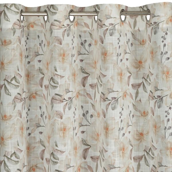 Gardin 140x250 Amara naturliga beige blommor redo med Z10 öljetter Eurogardiner