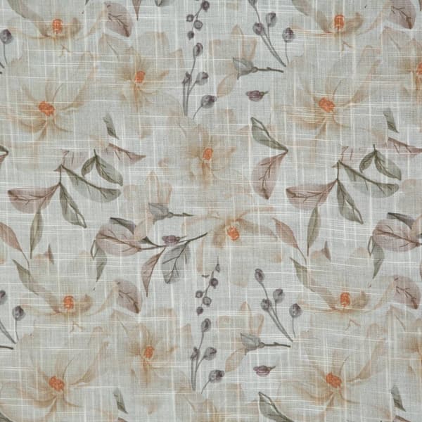 Gardin 140x250 Amara naturliga beige blommor redo med Z10 öljetter Eurogardiner