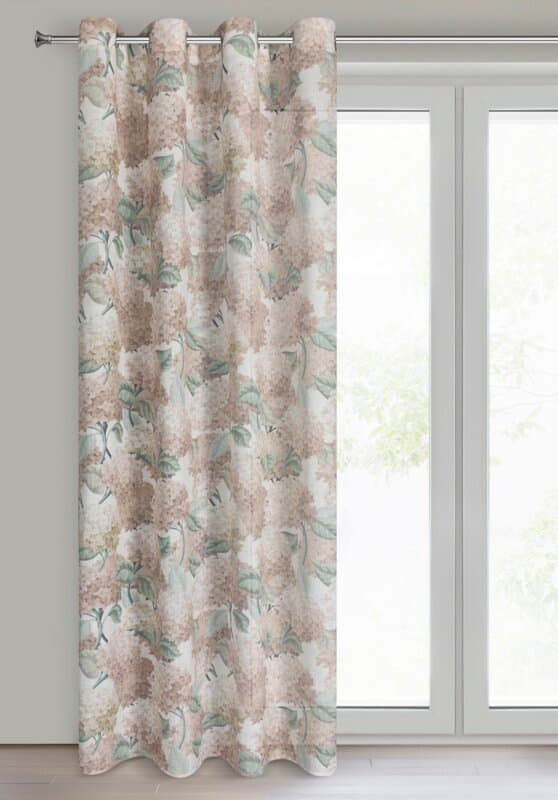Gardin 140x250 Demi naturlige beige blomster klar med Z10 øjer Eurofirany