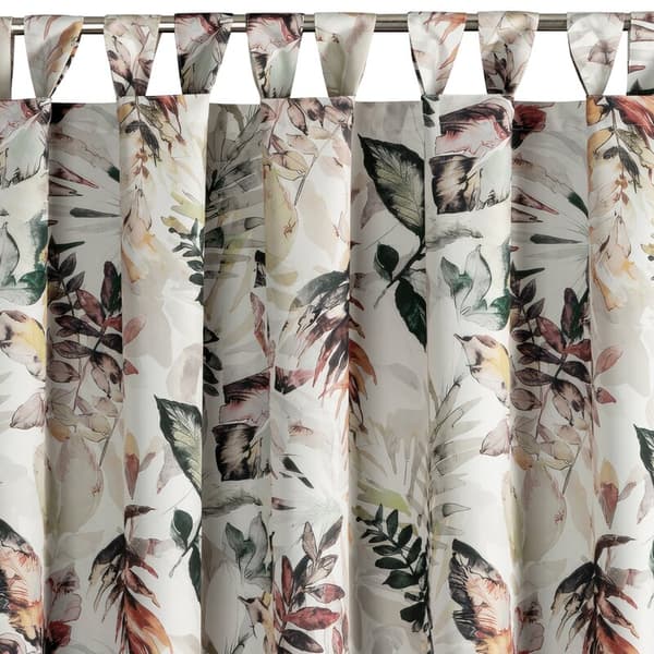 Valmiit verhot 155x220 Garden 2, valkoiset, värikkäät lehdet puutarhaan, vedenpitävä, kiinnitetään henkselit/tarranauhalla Eurofirany