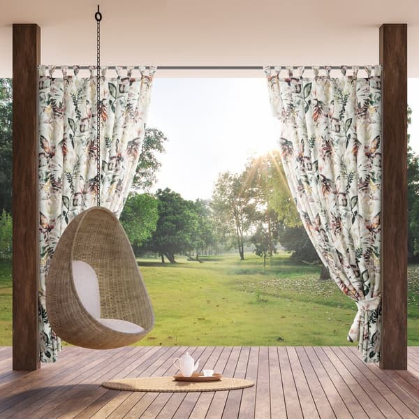 Färdig gardin 155x240 Garden 2, vit, färgglad, blommor för trädgården, vattentät, fäst med hängslen/kardborre Eurofirany