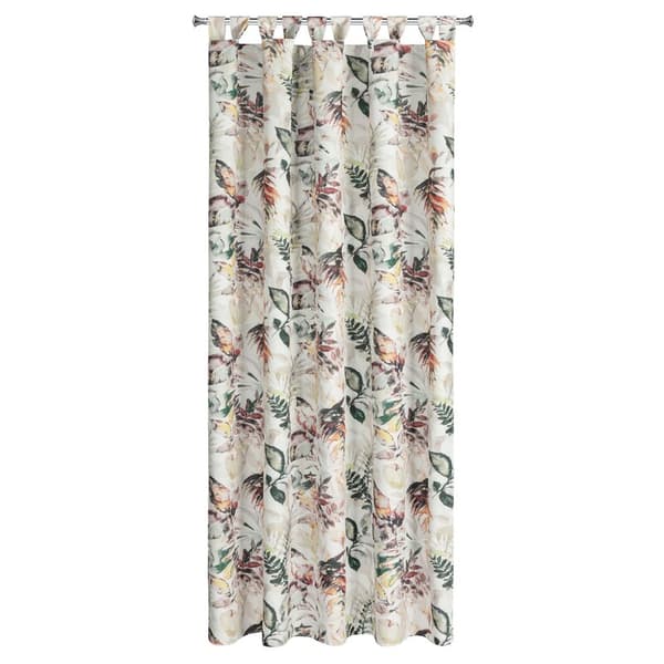 Valmis verho 155x240 Garden 2, valkoinen, värikäs, kukkia puutarhaan, vedenpitävä, kiinnitetään henkselit/tarranauhalla Eurofirany