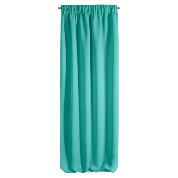 Färdig gardin på tejp 135x270 Parisa turkos, mörkläggning, enfärgad