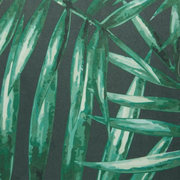 Færdiglavet gardin med gennemføringer 140x250 Hilary grafitgrønne palmeblade