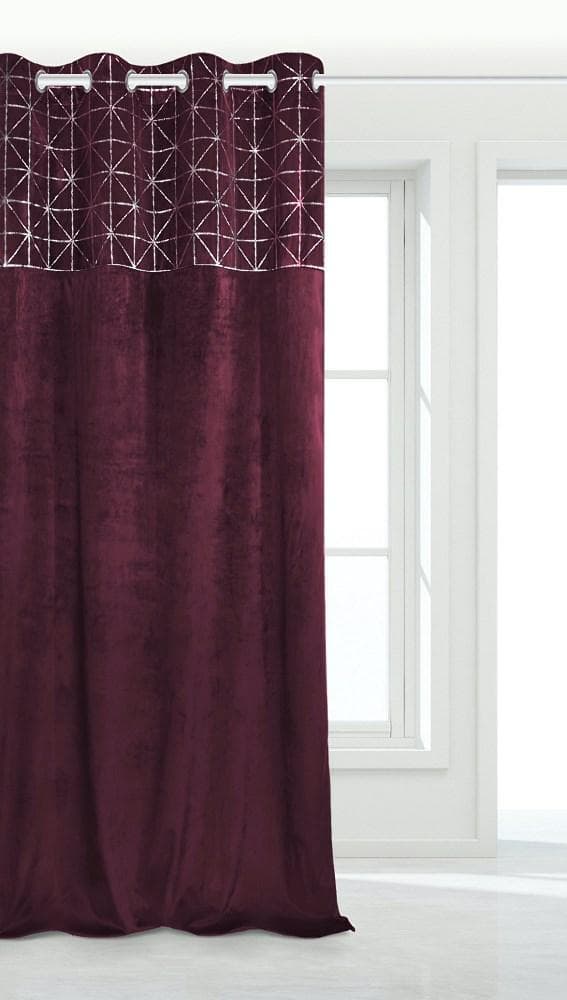 Gardin 140x250 Blank vinröd sammet färdig med öljetter