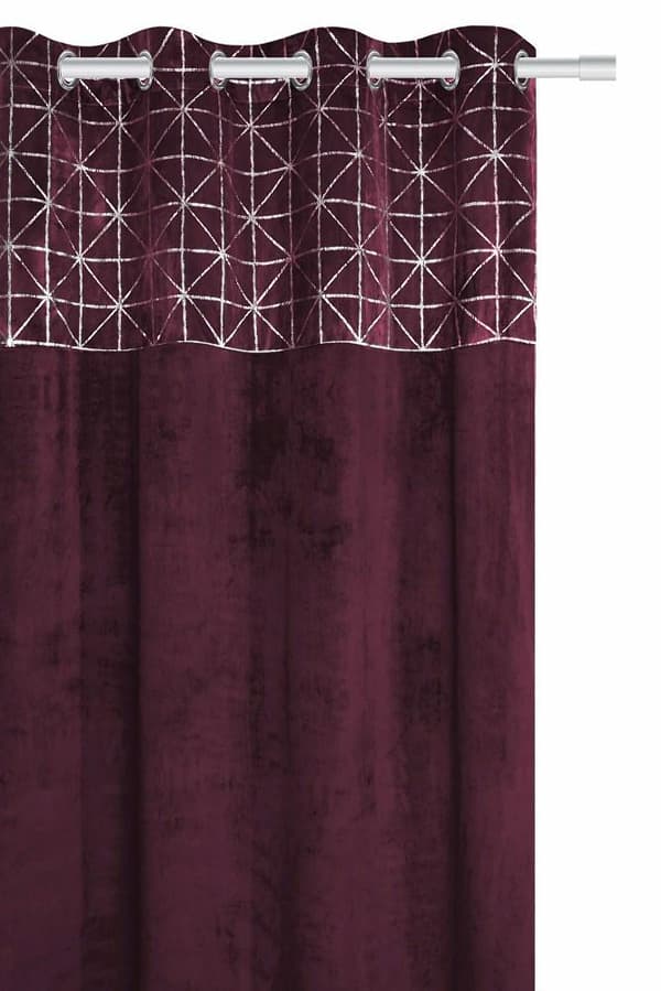 Gardin 140x250 Blank vinröd sammet färdig med öljetter