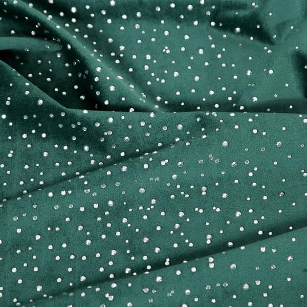 Verho 140x270 Aurora, tumma turkoosi, paljetteja, veluuri, valmis, Eurofirany teippi