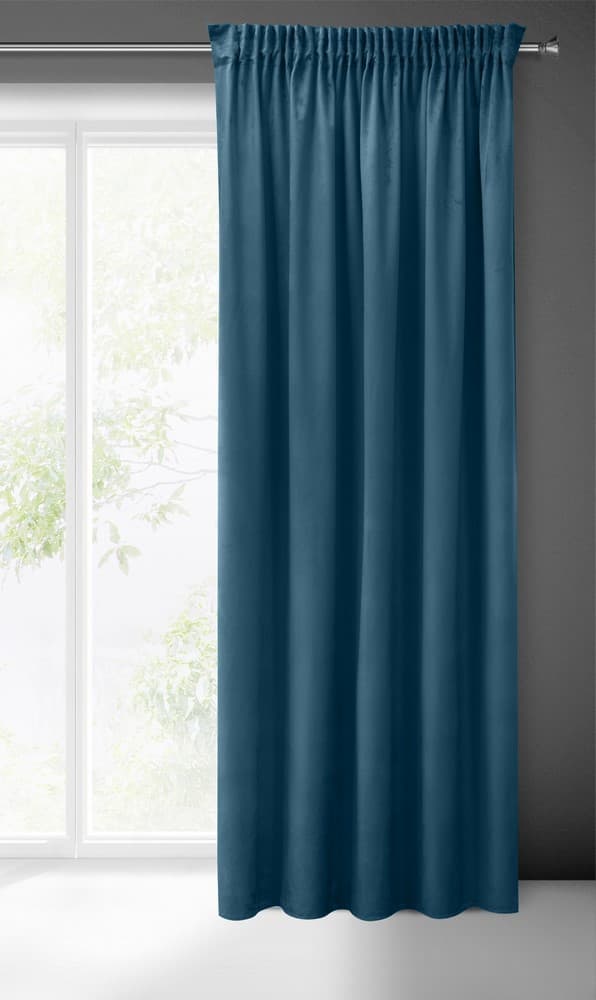 Verho 140x270 Sibel sininen tumma sametti valmiina Pierre Cardin teipillä