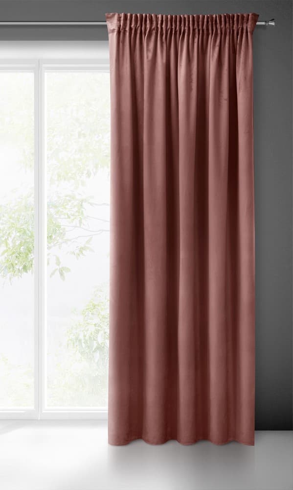 Gardin 140x270 Sibel rosa mörk sammet färdig på Pierre Cardin tejp