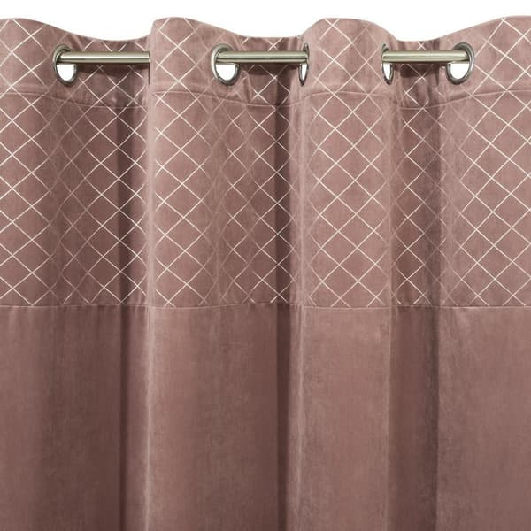 Gardin 140x250 Karina 2 rosa silver diamanter sammet redo med öljetter Eurogardiner