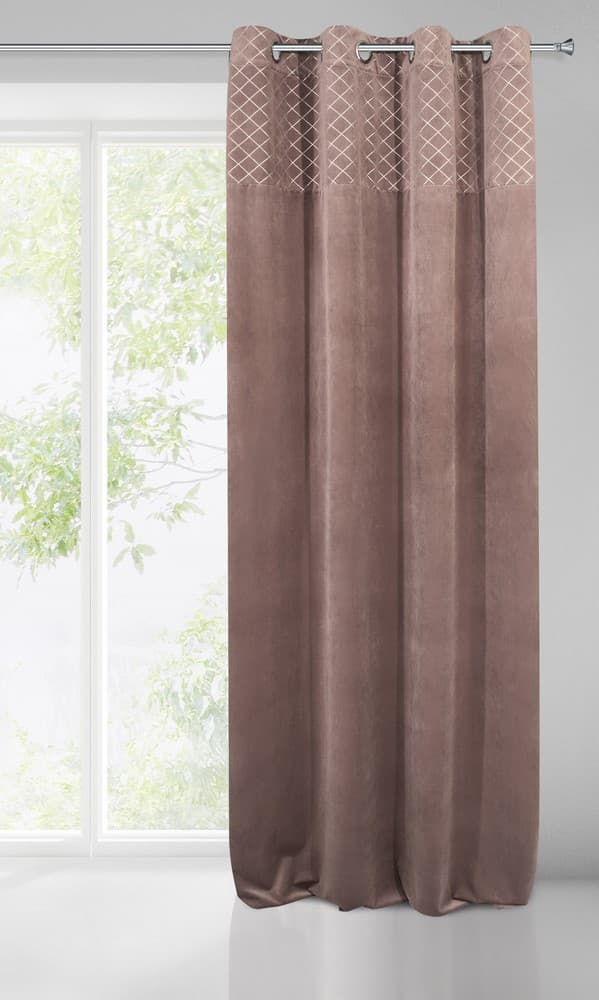 Gardin 140x250 Karina 2 rosa silver diamanter sammet redo med öljetter Eurogardiner