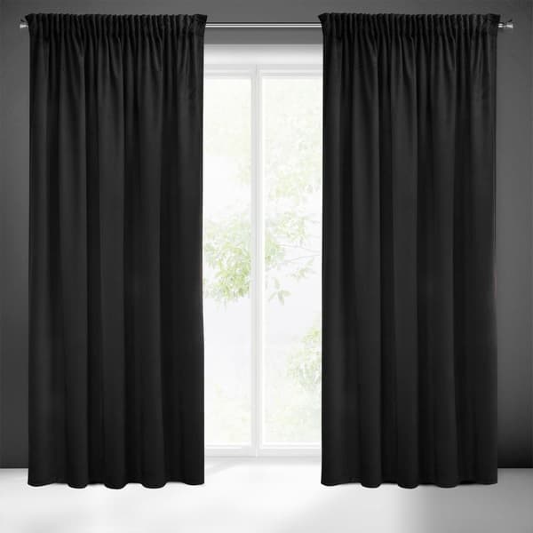 Gardin 140x270 Sibel sort fløjl færdiglavet på Pierre Cardin tape