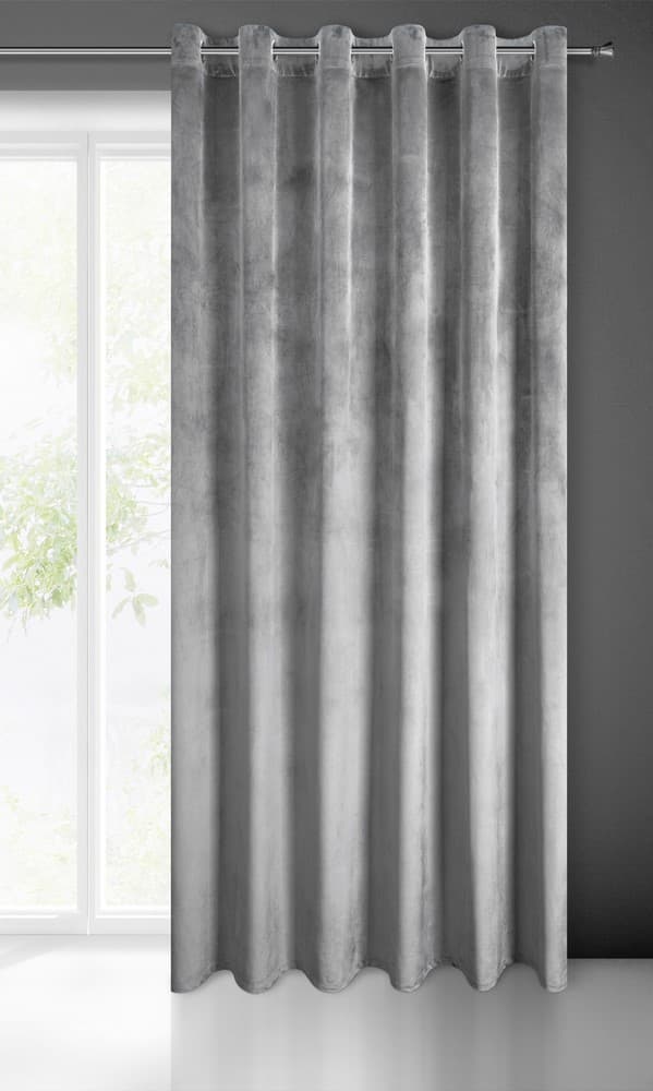 Verho 215x250 Melanie hopea sametti valmis silmukoilla Euroverhot