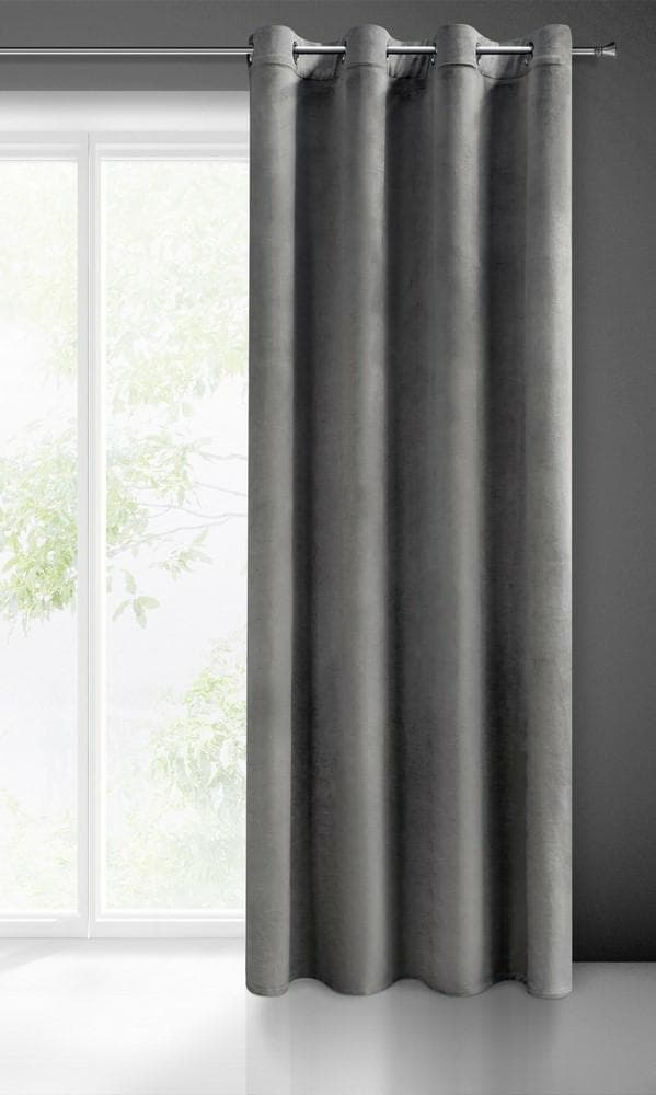 Gardin 140x250 Melanie stål velour klar med øjer Eurogardiner