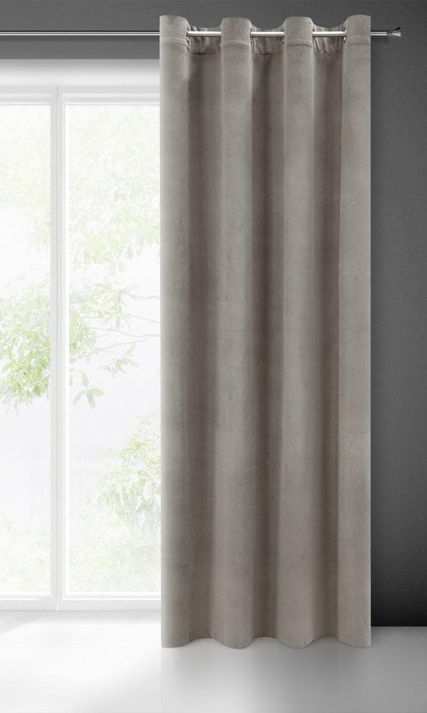 Verho 140x250 Milo, harmaa sametti, valmis silmukoilla Euroverhot