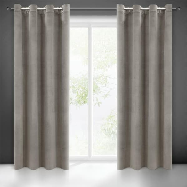 Verho 140x250 Milo, harmaa sametti, valmis silmukoilla Euroverhot