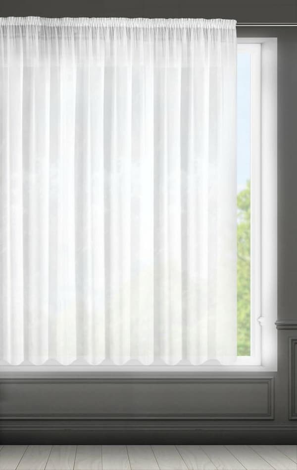 Gardin 350x160 Rebecca hvid klar på tape med en fin regnstruktur Eurofirany