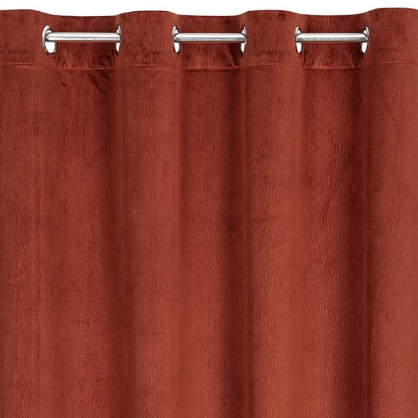 Gardin 140x250 Lili mahogny färdig med sammetsöglor med en iögonfallande vågig prägling Eurofirany