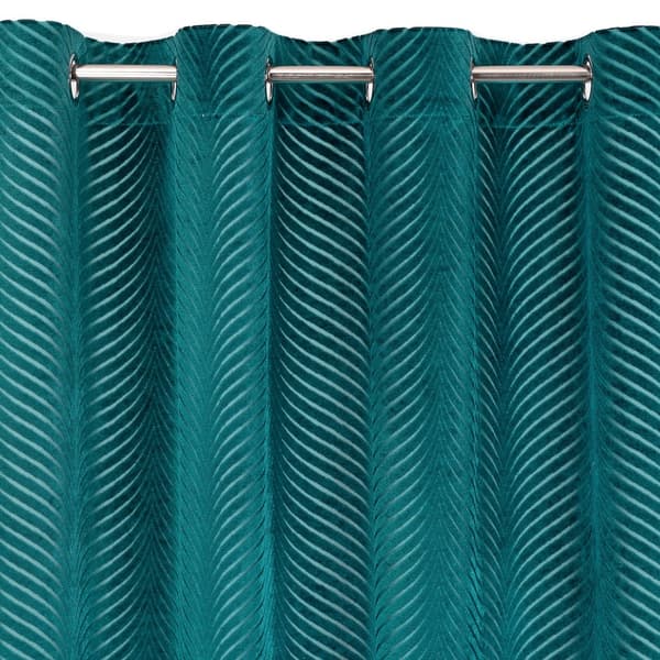 Verho 140x250 Lussi, tumma turkoosi, valmis, samettia silmukoilla, jacquard-kuvioinen Euroverhot