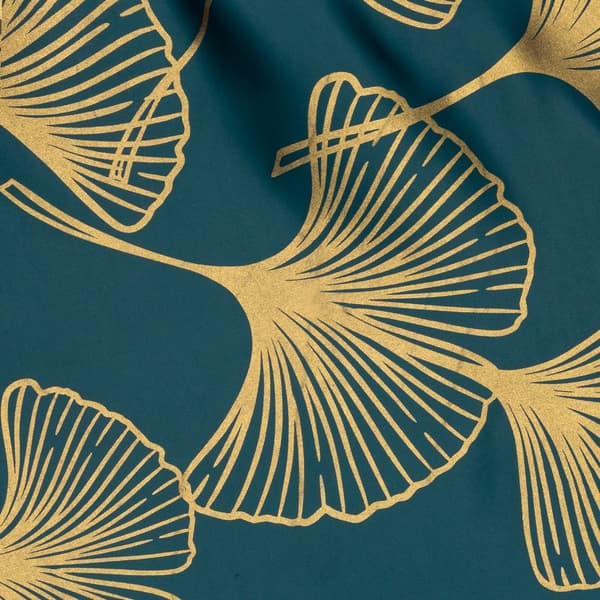 Gardin 140x250 Harmony turkos mörka ginkgoblad redo på genomföringar Eurofirany
