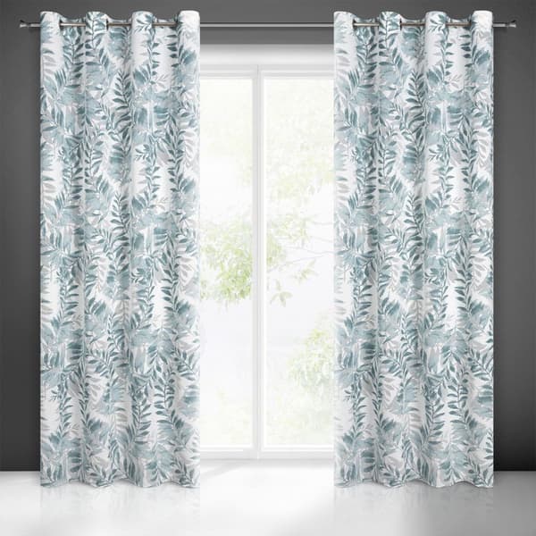 Verho 140x250 Hariet, sininen, puoliläpinäkyvä, jacquard oksakuviolla, valmiina Eurofirana-silmukoilla