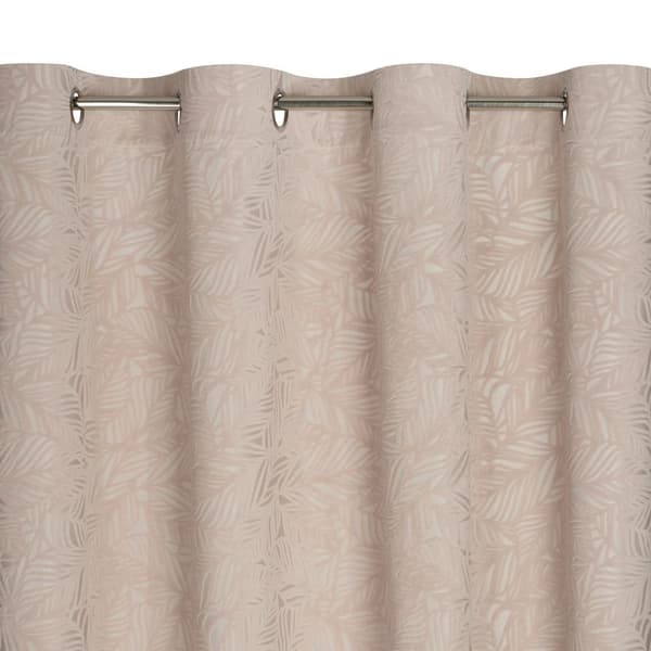 Gardin 140x250 Octavia beige, gjord av mjuk sammet med ett präglat lövmönster, redo med öljetter Eurofirany