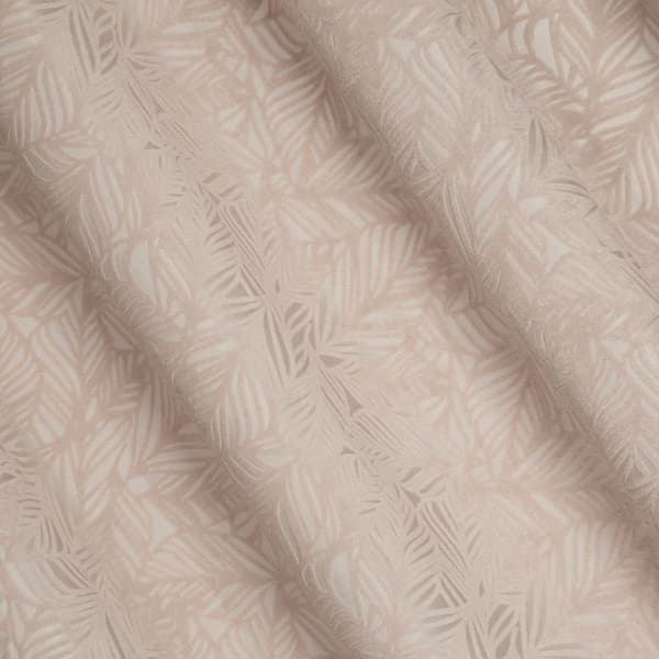 Gardin 140x250 Octavia beige, gjord av mjuk sammet med ett präglat lövmönster, redo med öljetter Eurofirany