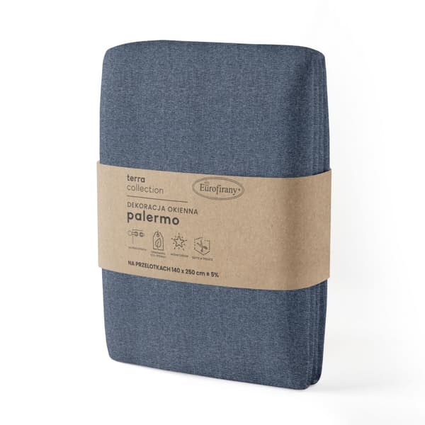 Verho 140x250 Palermo 4 sininen denim valmis silmukoilla pehmeästä kankaasta hienolla kudoksilla Terra Collection Eurocurtains