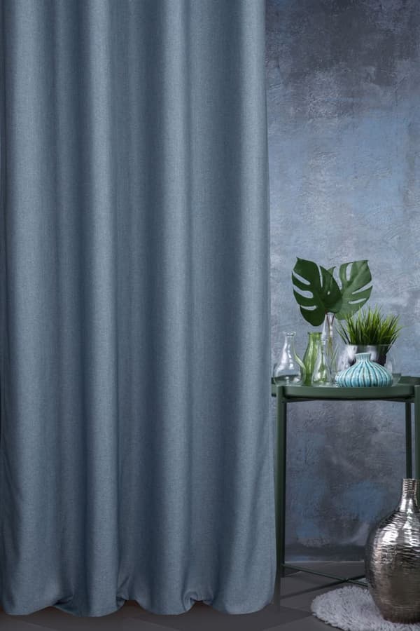 Verho 140x250 Palermo 4 sininen denim valmis silmukoilla pehmeästä kankaasta hienolla kudoksilla Terra Collection Eurocurtains
