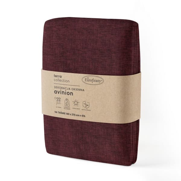 Verho 140x270 Avinion 1 viininpunainen valmiina teipillä pehmeästä kankaasta melange-efektillä Terra Collection Eurocurtains
