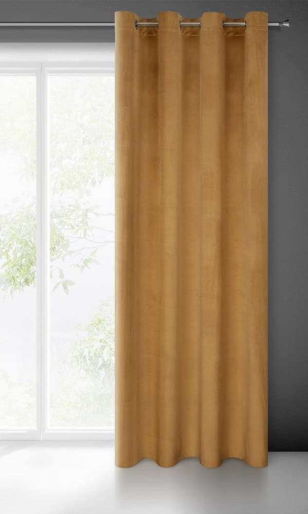 Gardin 140x250 Melanie guld sammet redo med öljetter Eurofirany