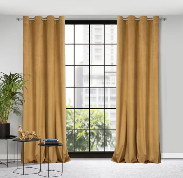 Færdigsyet gardin lilla 140x250 cm gul