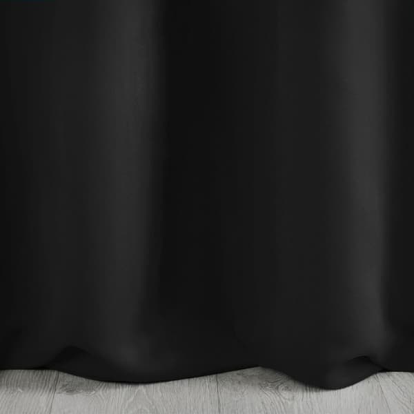 Verho 135x270 Logan musta, valmiina Eurocurtain-nauhalle
