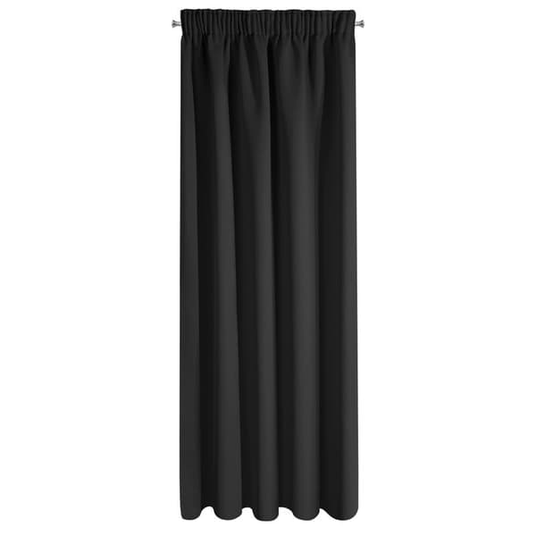 Verho 135x270 Logan musta, valmiina Eurocurtain-nauhalle