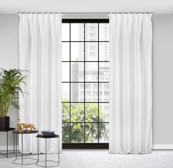Færdiglavet gardin Milan på tape 140x300 cm hvid