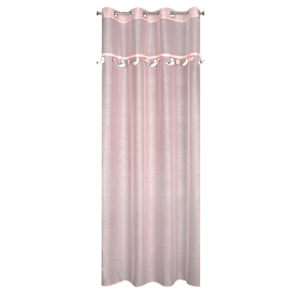 Gardin 140x250 Moon 2 rosa med en färgglad applikation för barn, redo på Eurofirana grommets