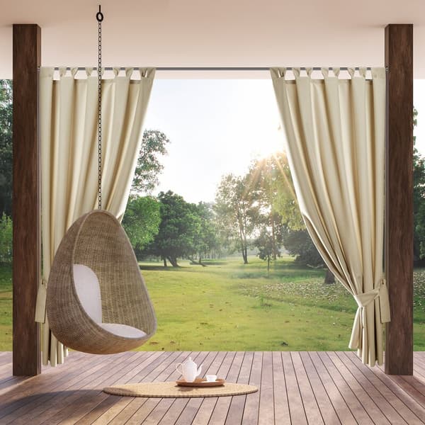 Færdiglavet gardin 155x200 Have lys beige til haven, vandtæt, fastgjort med seler/velcro Eurofirany