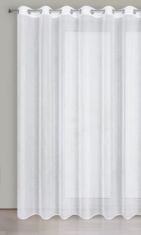 Verho 350x250 Lena, valkoinen, hopea, kiiltävä painatus, valmiina Eurofirana-silmukoilla
