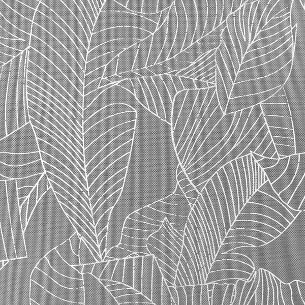 Verho 140x260 Leila valkoinen hopealehtiprintillä valmiina Eurocurtain-silmukoissa