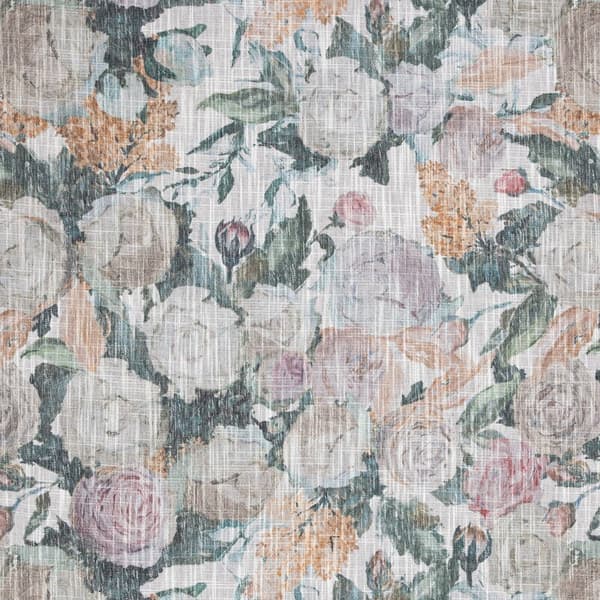 Verho 140x270 Irma vihreät beige-kukat valmiina teippille/tunneli/sammakkokukat ekologisesti Euroverhot