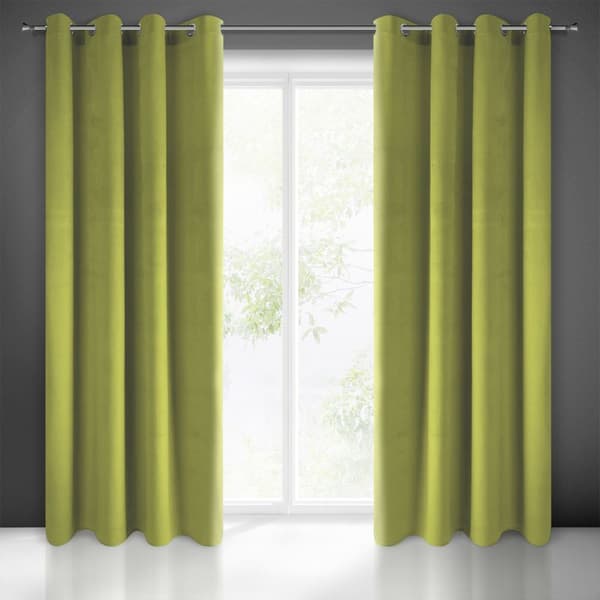Gardin 140x250 oliv sammet färdig med genomföringar Pierre Cardin 1