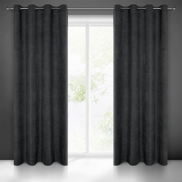 Gardin 140x250 Milo sort, færdigsyet velour med øjer Eurofirany
