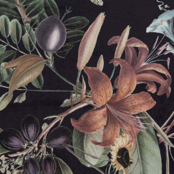 Gardin 140x250 Becky svarta gröna blommor redo med öljetter Eurogardiner E11