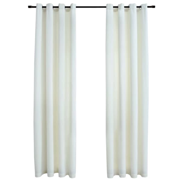 The Living Store Pimennysverhot renkailla 2 kpl sametti kerma 140x175 cm -  Verhot