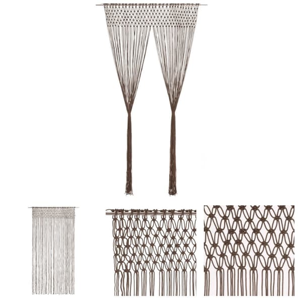 The Living Store Macrame verho harmaanruskea 140x240 cm puuvilla -  Verhot