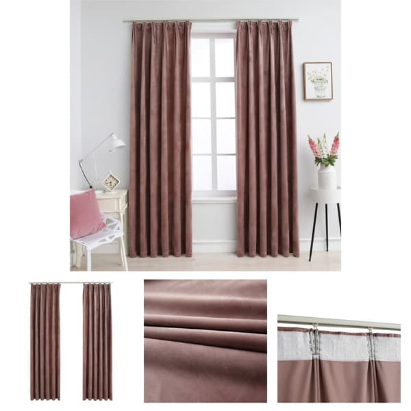 The Living Store Pimennysverhot koukuilla 2 kpl sametti pinkki 140x175 cm -  Verhot