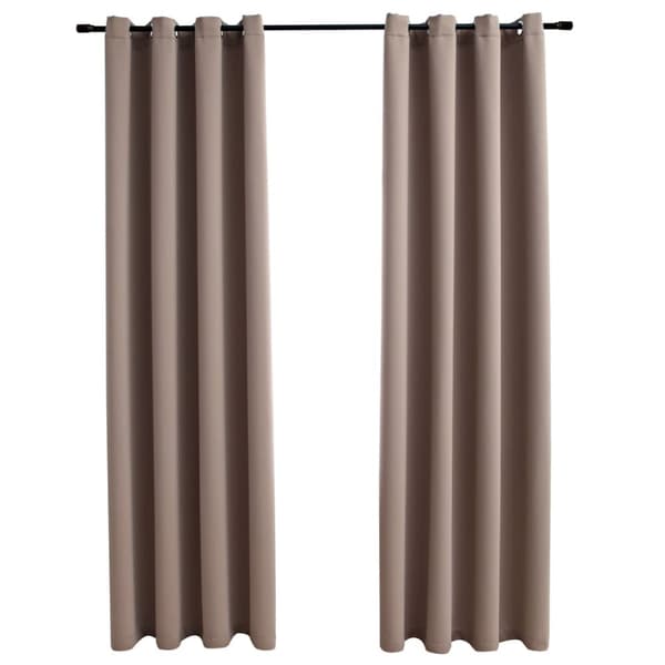 The Living Store Mörkläggningsgardiner med metallringar 2 st taupe 140x225 cm -  Gardiner & draperier